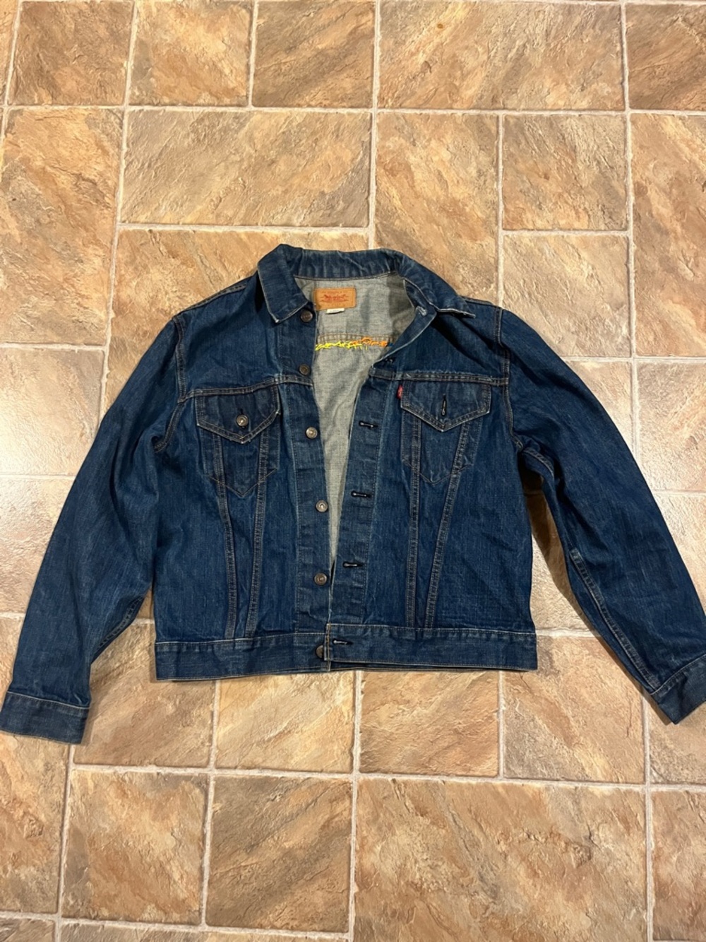 VTG 70s/80s Levi's Jean Jacket. Made In USA. Red Hot Chili Peppers on back.